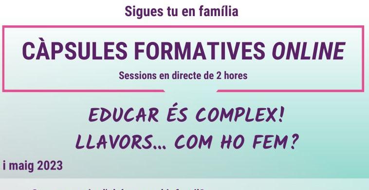 Cartell de les sessions per a famílies d'aquests mesos d'abril i maig