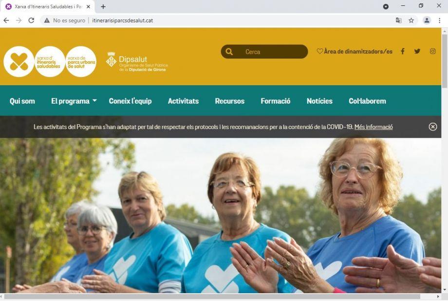 Captura de pantalla de la pàgina d'inici del nou web